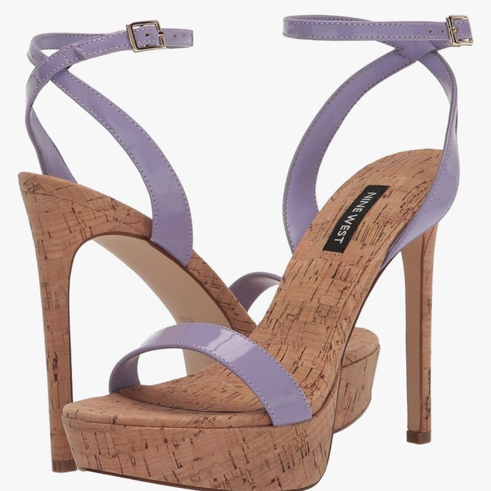 Nine West Purple Cork Platform Sandals